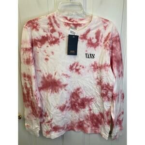 Vans Long Sleeve Pink & White Tye Dye T-Shirt 100% Cotton NEW